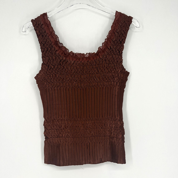 Komarov Top Womens L Brown Y2K Fairy Boho Ethereal Lightweight Staple Basics - Picture 2 of 5